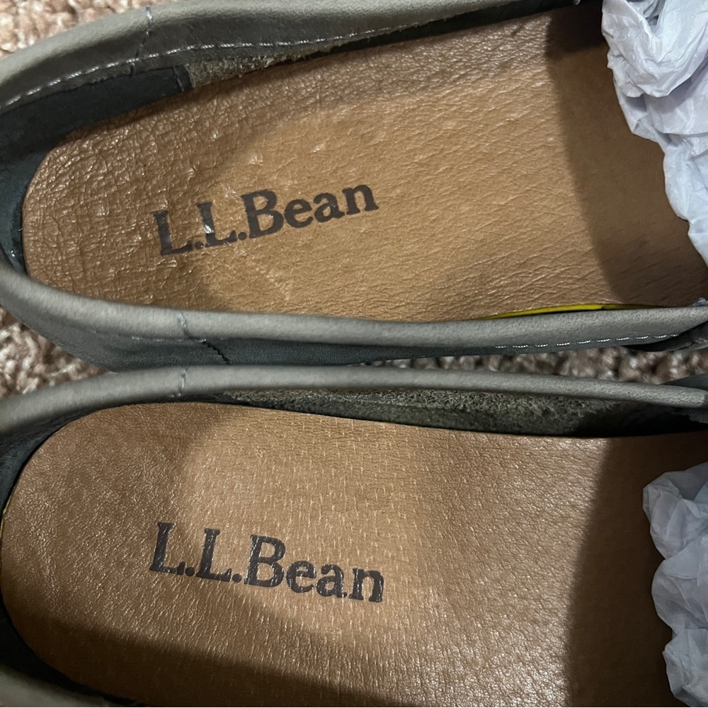 L.L. Bean Lakewashed Suede Leather Slip On Loafer Flat Women’s grey-green 9 - Picture 3 of 7